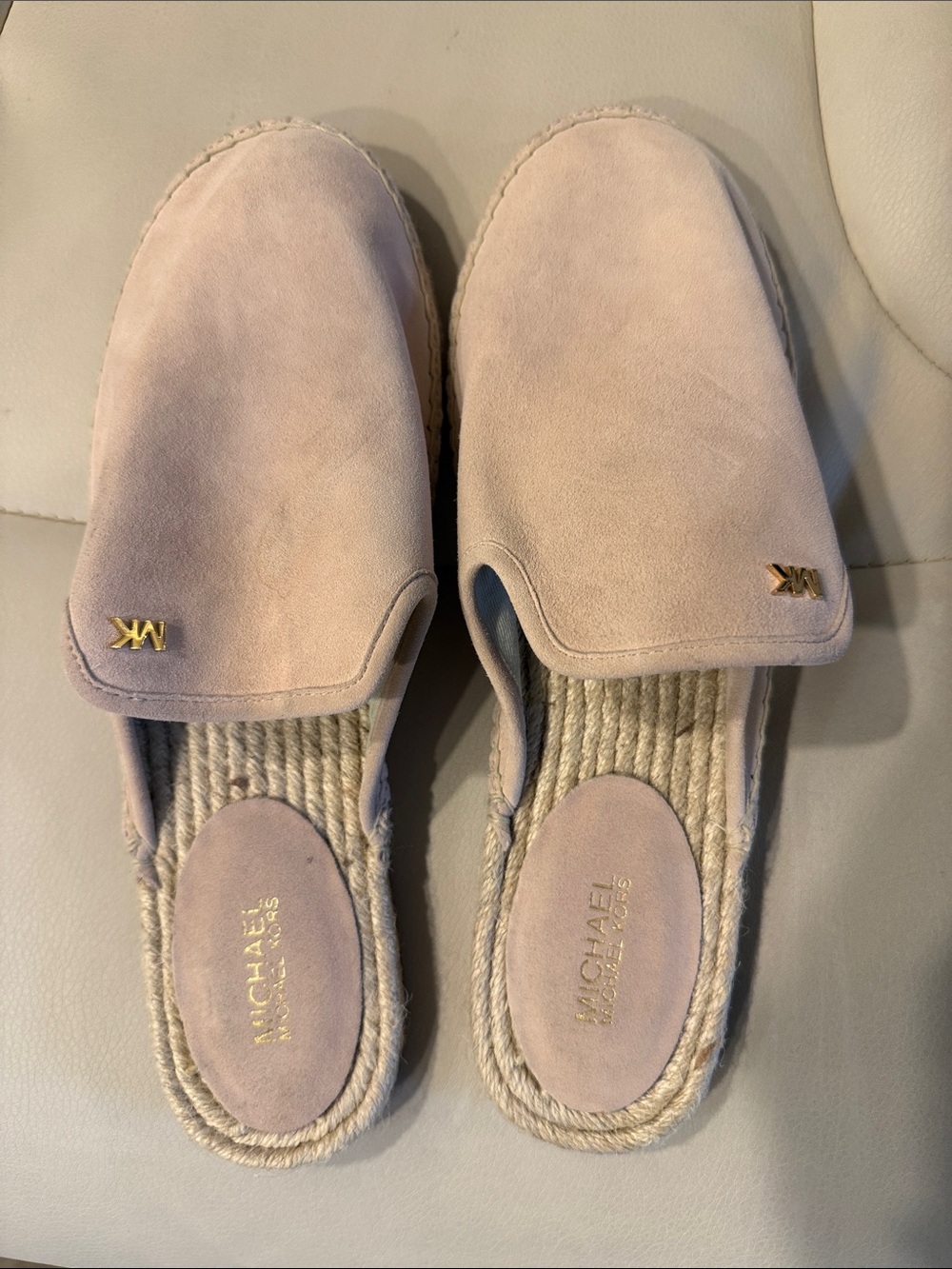 Michael Kors Blush Suede Espadrille Slip-On Mules